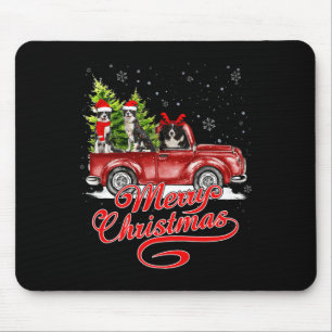 Merry Christmas Border Collie Dogs Santa Reindeer Mouse Pad