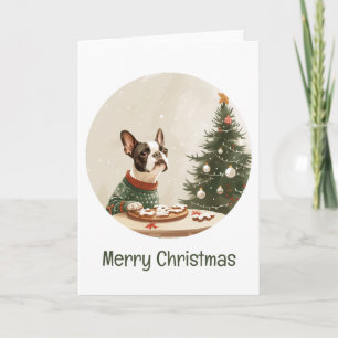 Merry Christmas Boston Terrier Dog Holiday Card