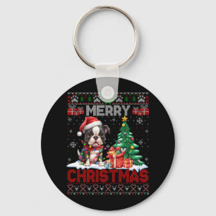 Merry Christmas Boston Terrier Dog Lovers Ugly Xma Key Ring
