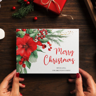 Merry Christmas Botanical Greenery Holiday Card
