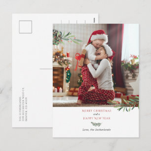 Merry Christmas Botanical Photo Holiday Postcard