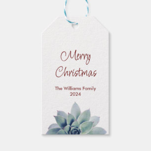Merry Christmas Botanical Succulent Gift Tags