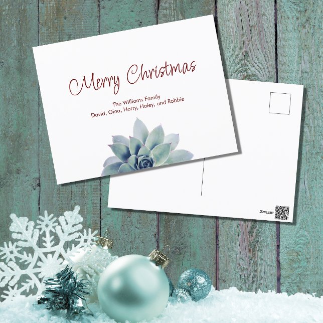 Merry Christmas Botanical Succulent   Holiday Postcard (Creator Uploaded)