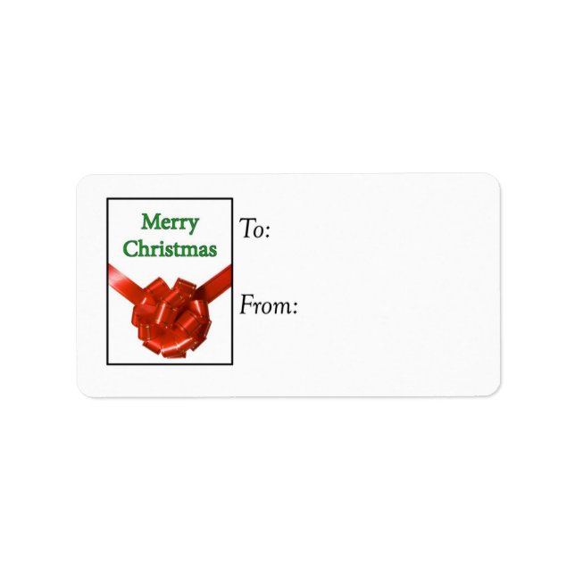 Merry Christmas Bow and Ribbon Gift Tag (Front)