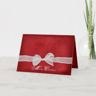 Merry Christmas bow on red Holiday Card