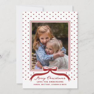 Merry Christmas Bow Polka Dot Holiday Card