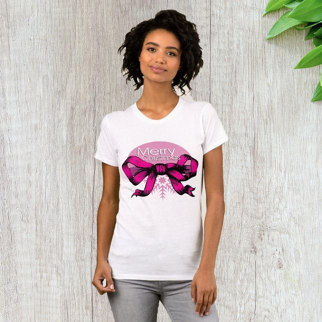 Merry Christmas Bow Womens T-Shirt (Creator Uploaded)