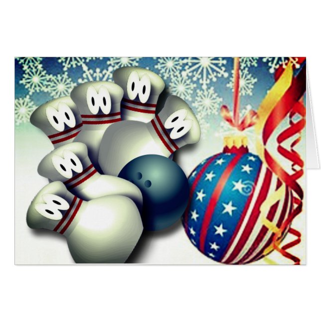 Merry Christmas Bowling Greetings (Front Horizontal)