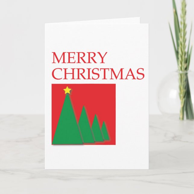 Merry Christmas box and trees Holiday Card (Front)