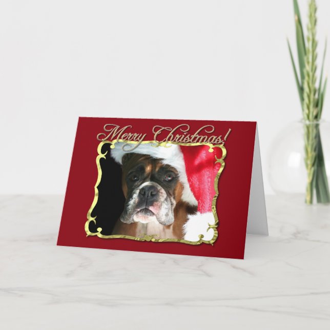 Merry Christmas Boxer dog greeting card (Front)