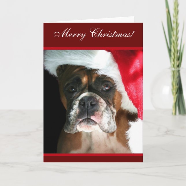 Merry Christmas Boxer Dog greeting Card (Front)