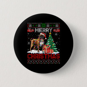 Merry Christmas Boxer Dog Lovers Family Ugly Xmas 6 Cm Round Badge