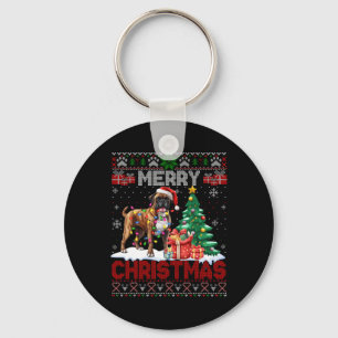Merry Christmas Boxer Dog Lovers Family Ugly Xmas  Key Ring