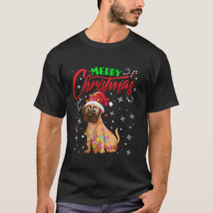 Merry Christmas Boxer Dog Xmas Santa Hat Lights sn T-Shirt