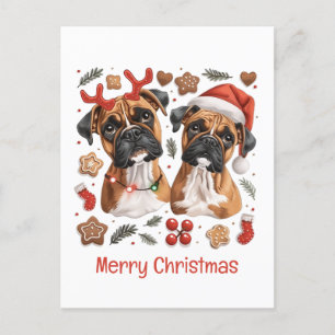 Merry Christmas Boxer Dogs Postcard