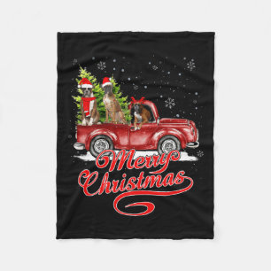 Merry Christmas Boxer Dogs Santa Reindeer Red Truc Fleece Blanket