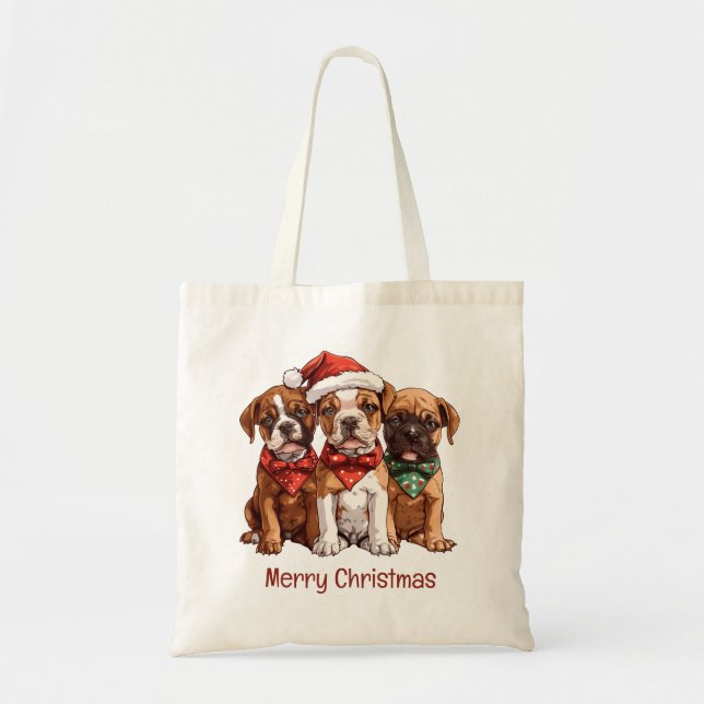 Merry Christmas Boxer Dogs Tote Bag (Front)