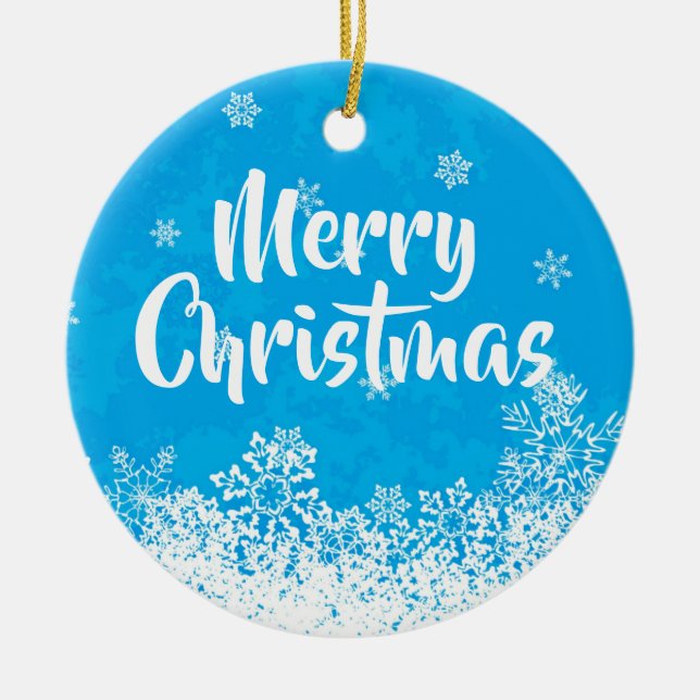 Merry Christmas Bright Blue Tree Gift / Ornament (Front)