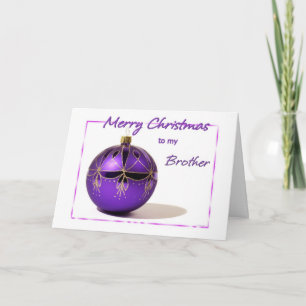 Merry Christmas Brother Purple Ball Card