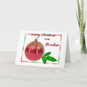 Merry Christmas Brother Red and Gold Ball with Hol Holiday Card