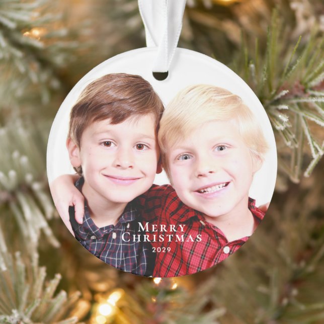 Merry Christmas Brothers Photo Red Green Ornament (Tree)