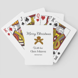 Merry Christmas brown cookies add name with love h Playing Cards
