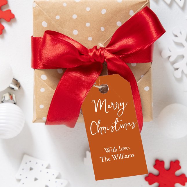 Merry Christmas Brown Gift Tags (Buy this simple yet beautiful brown gift tag now to add the perfect touch to your presents.)