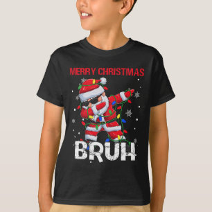Merry Christmas Bruh Dabbing Santa Boys Kids Xmas T-Shirt