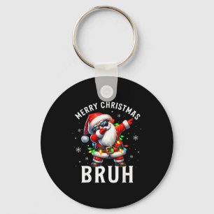 Merry Christmas Bruh Funny Santa Claus Retro Men W Key Ring