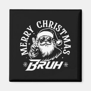 Merry Christmas Bruh Funny Santa Claus Retro Men W Magnet