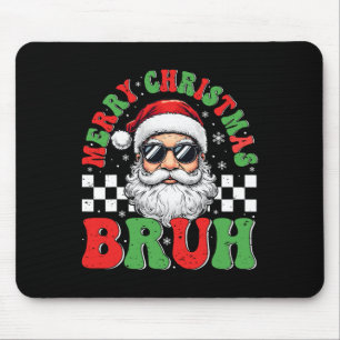 Merry Christmas Bruh Funny Santa Claus Retro Men W Mouse Pad