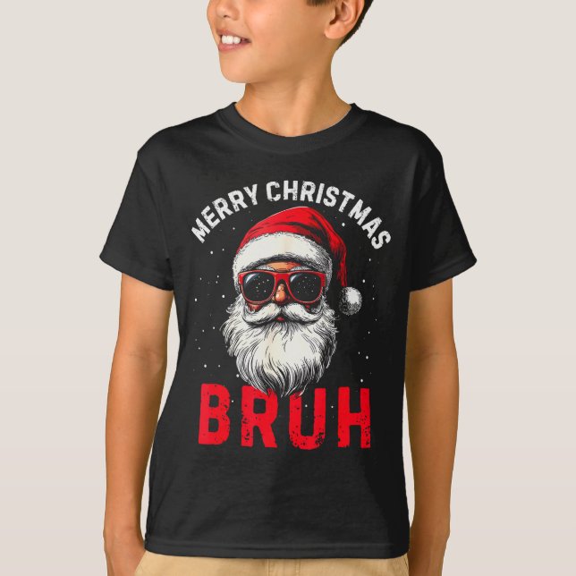 Merry Christmas Bruh Funny Santa Claus Retro Men W T-Shirt (Front)