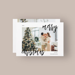 Merry Christmas Brush Script Photo Holiday Card