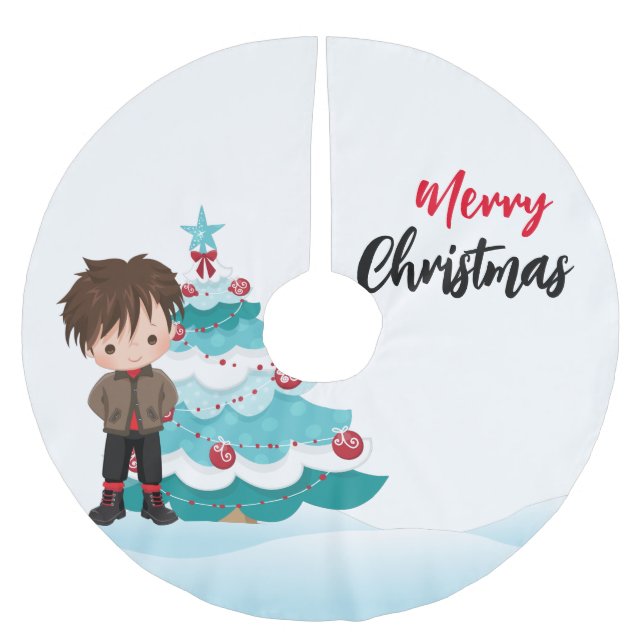 Merry Christmas  Brushed Polyester Tree Skirt (Front)