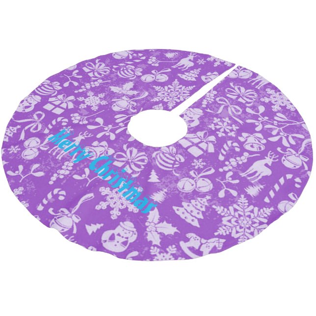 Merry Christmas Brushed Polyester Tree Skirt (Angled)