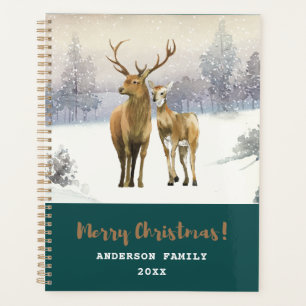 Merry Christmas Buck and Doe Deer Winter Scene Planner