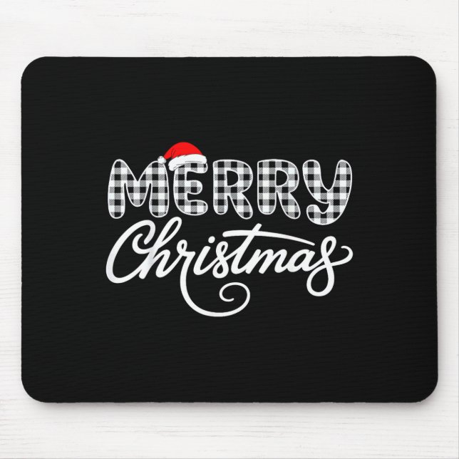 Merry Christmas Buffalo Black And White  Mouse Pad (Front)