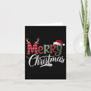 Merry Christmas Buffalo Black And White Plaid For Card