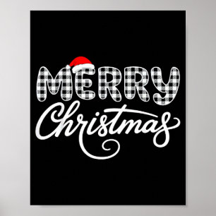 Merry Christmas Buffalo Black And White  Poster