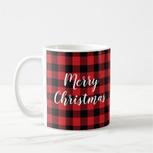 Merry Christmas Buffalo Check Mountain Coffee Mug