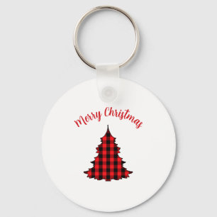 Merry Christmas Buffalo Check Pattern  Key Ring