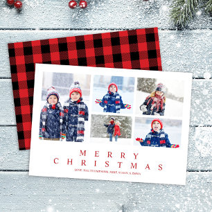 Merry Christmas Buffalo Check Photo Collage Holiday Card