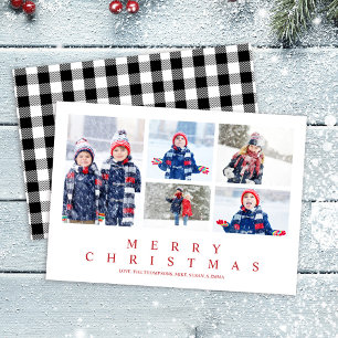 Merry Christmas Buffalo Check Photo Collage Holiday Card
