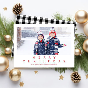 Merry Christmas Buffalo Check Photo Holiday Card