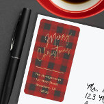 Merry Christmas Buffalo Check Return Address Label<br><div class="desc">Merry Christmas on red and grey buffalo check along with your details in chic lettering are featured on these vertical return address labels. MATCHING items in our collection.</div>