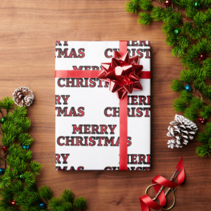 Merry Christmas Buffalo Check Typography Wrapping Paper