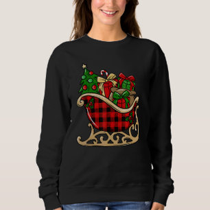 Merry Christmas  Buffalo Plaid Christmas Sleigh Sweatshirt