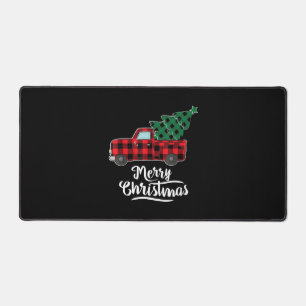 Merry Christmas Buffalo Plaid Christmas Tree Red Desk Mat