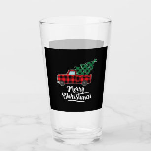 Merry Christmas Buffalo Plaid Christmas Tree Red Glass