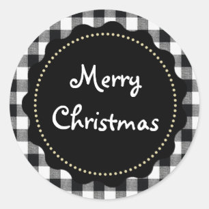Merry Christmas Buffalo Plaid Country Style Classic Round Sticker